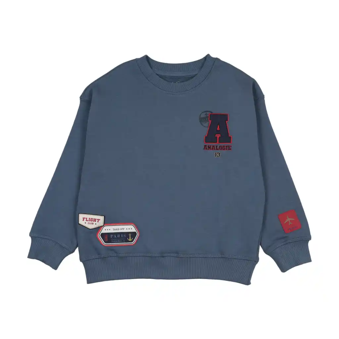 Vintage Blue Patch Boy Sweatshirt