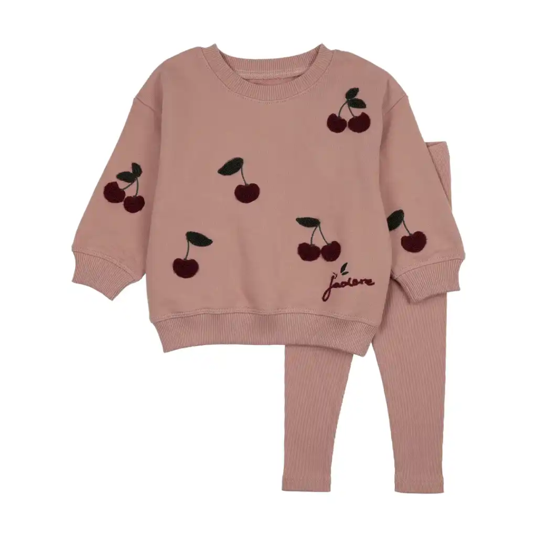Bud Pink Cherry Patch Sweatshirt Set