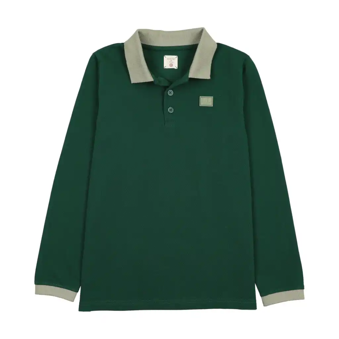 Varsity Green  Contrast Collar Polo