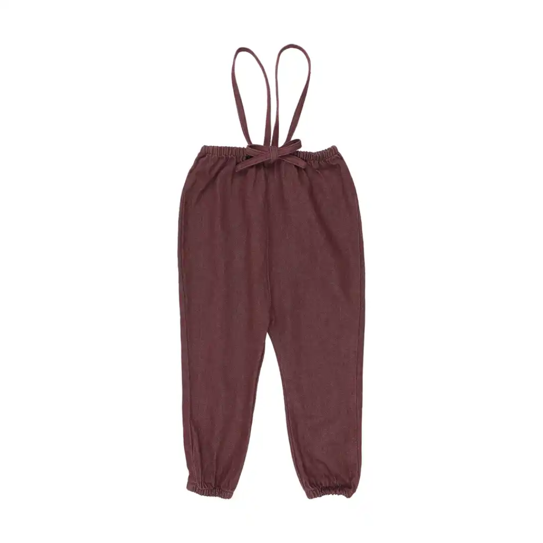 Burgundy Denim Rugged Threads Bubble Suspender Pants