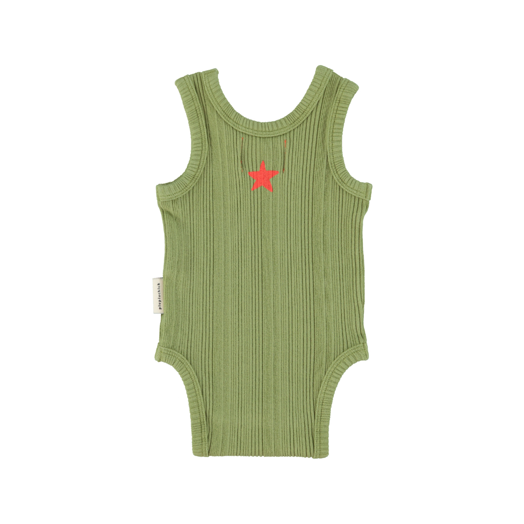 Olive w/ Ice Cream Print Sleeveless Bodysuit