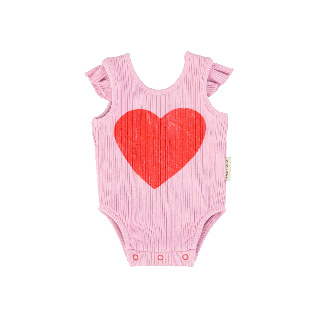 Lilac w/ Red Heart Print Sleeveless Bodysuit