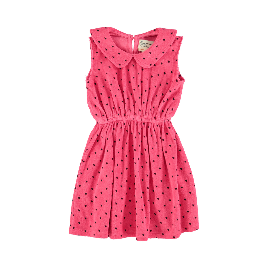 Pink w/ Black Hearts Allover Short Dress w/ Collar