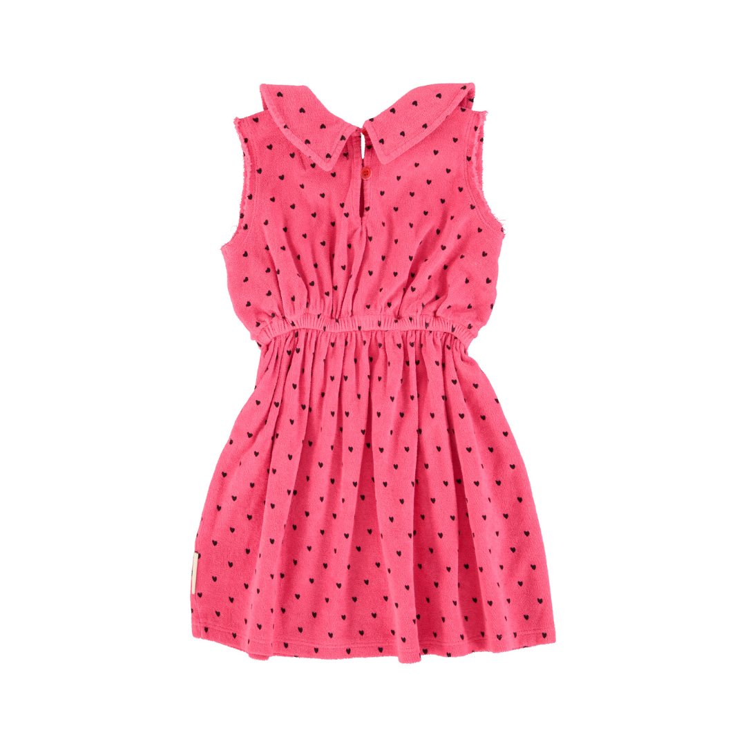 Pink w/ Black Hearts Allover Short Dress w/ Collar