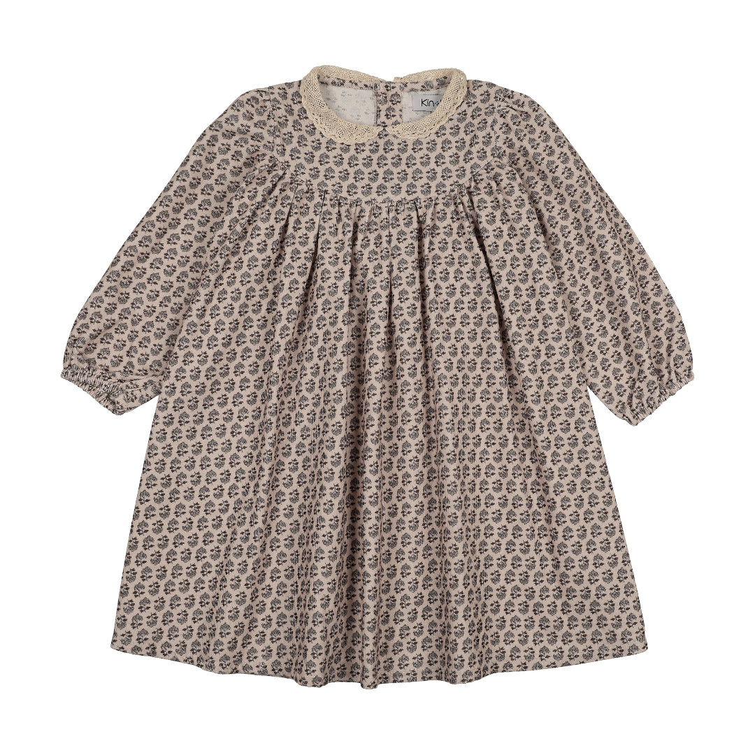 Leaf Print Lace Collar Shabbos Dress