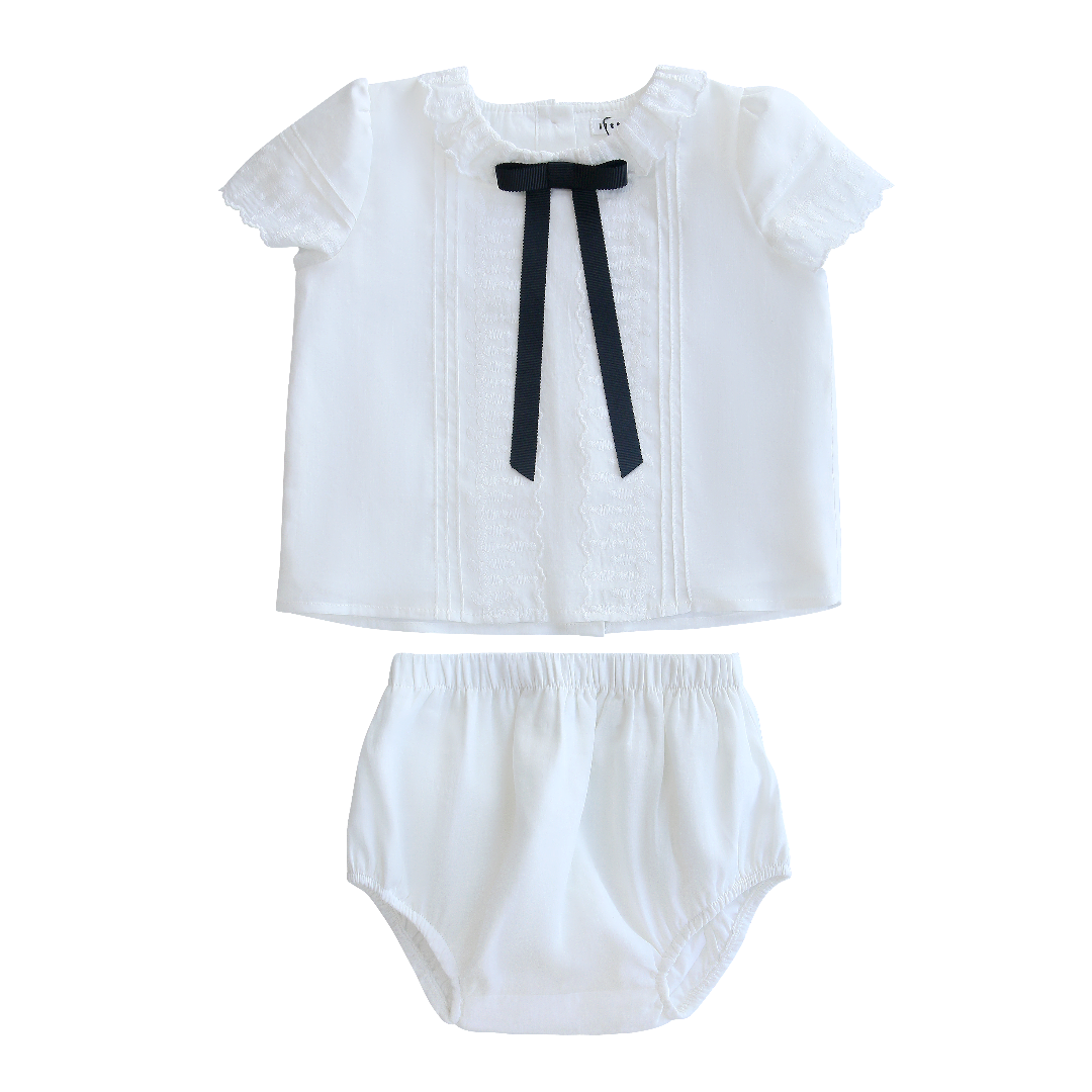 White Heirloom Evening Bow Toddler Set