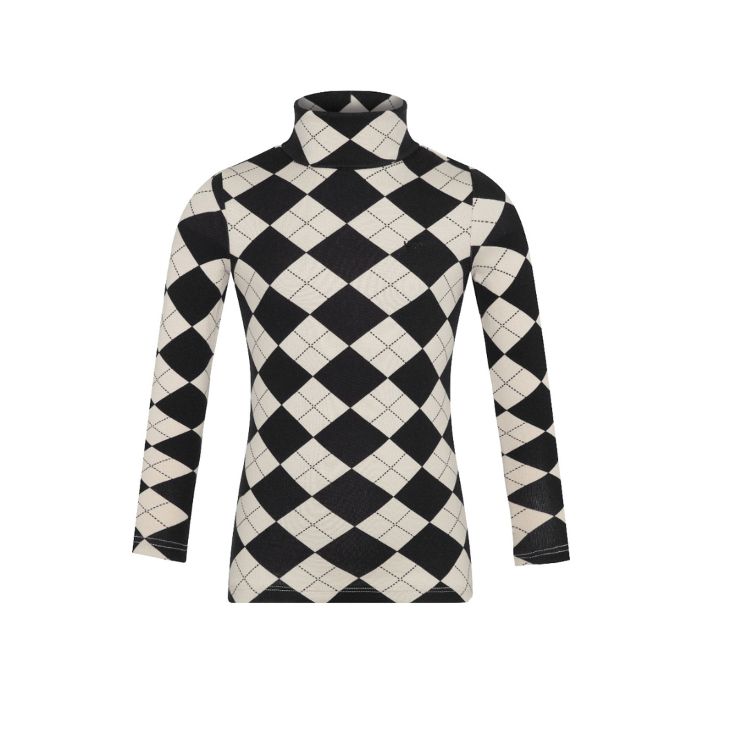 Black Casual Argyle Tneck