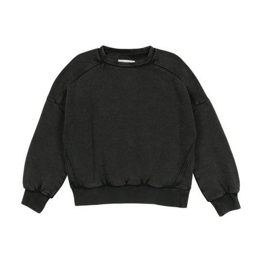 Black Wash Denim Dolman Sweatshirt