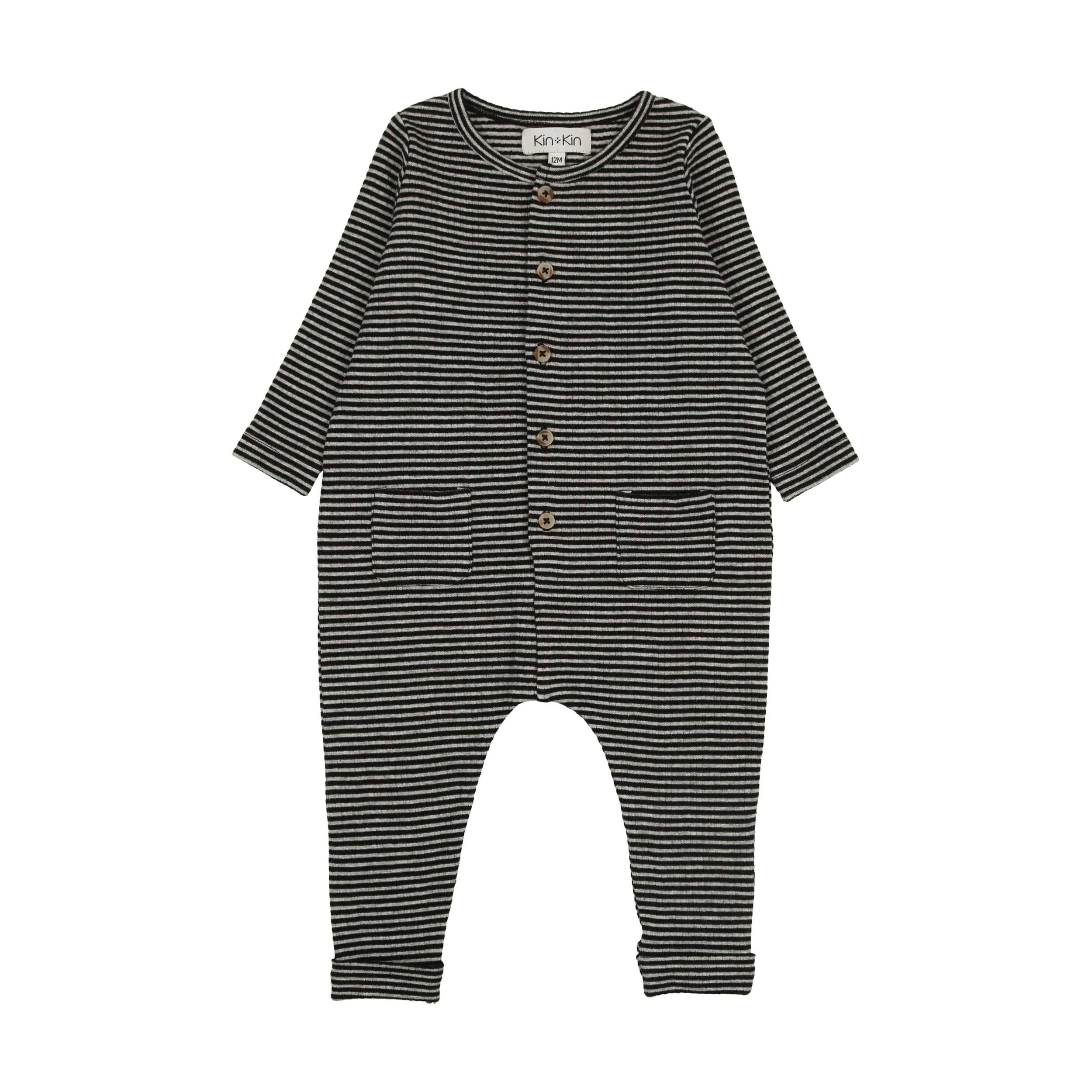 Light Grey/Black Stripe Baby Jumpsuit