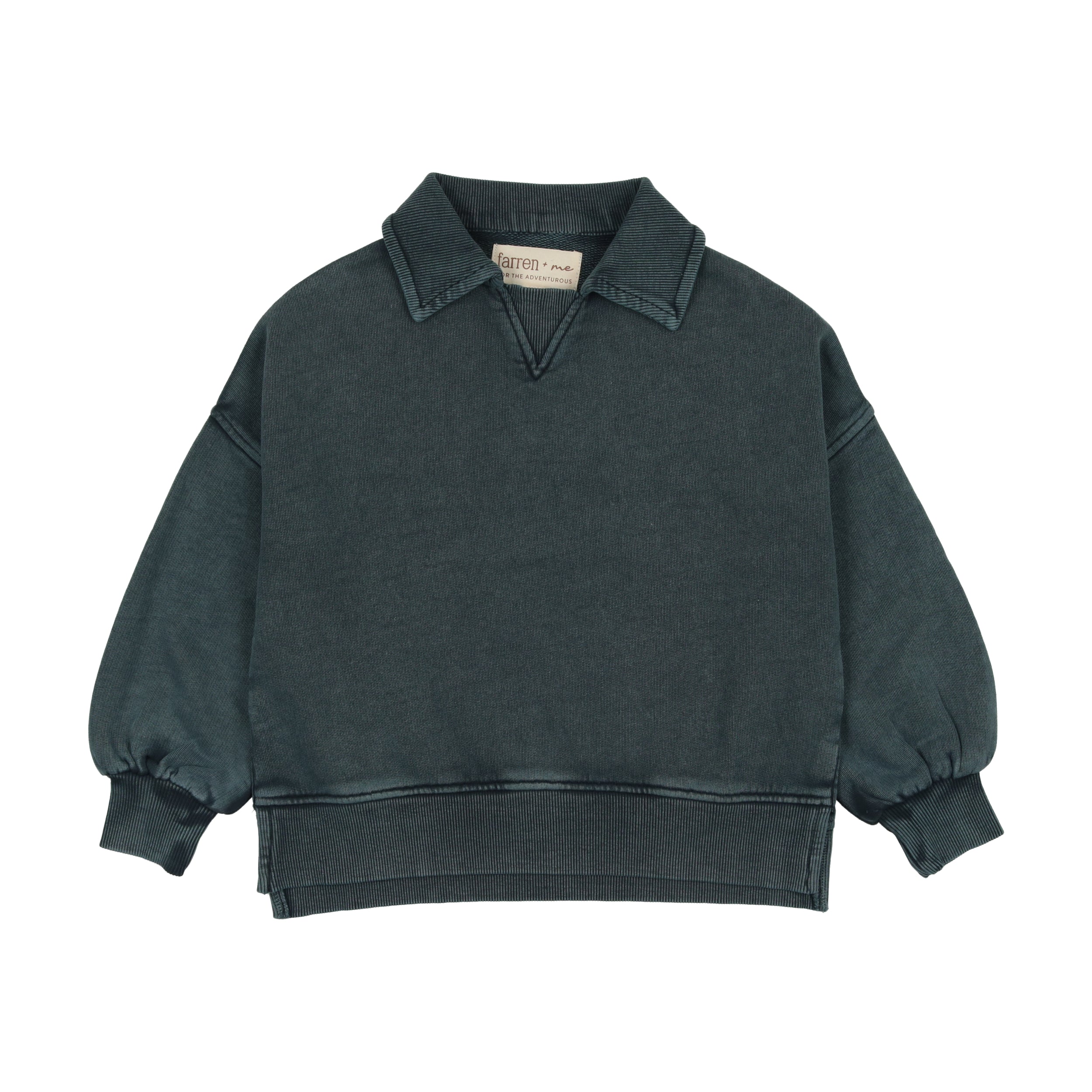 Washed Black Sweatshirt Polo