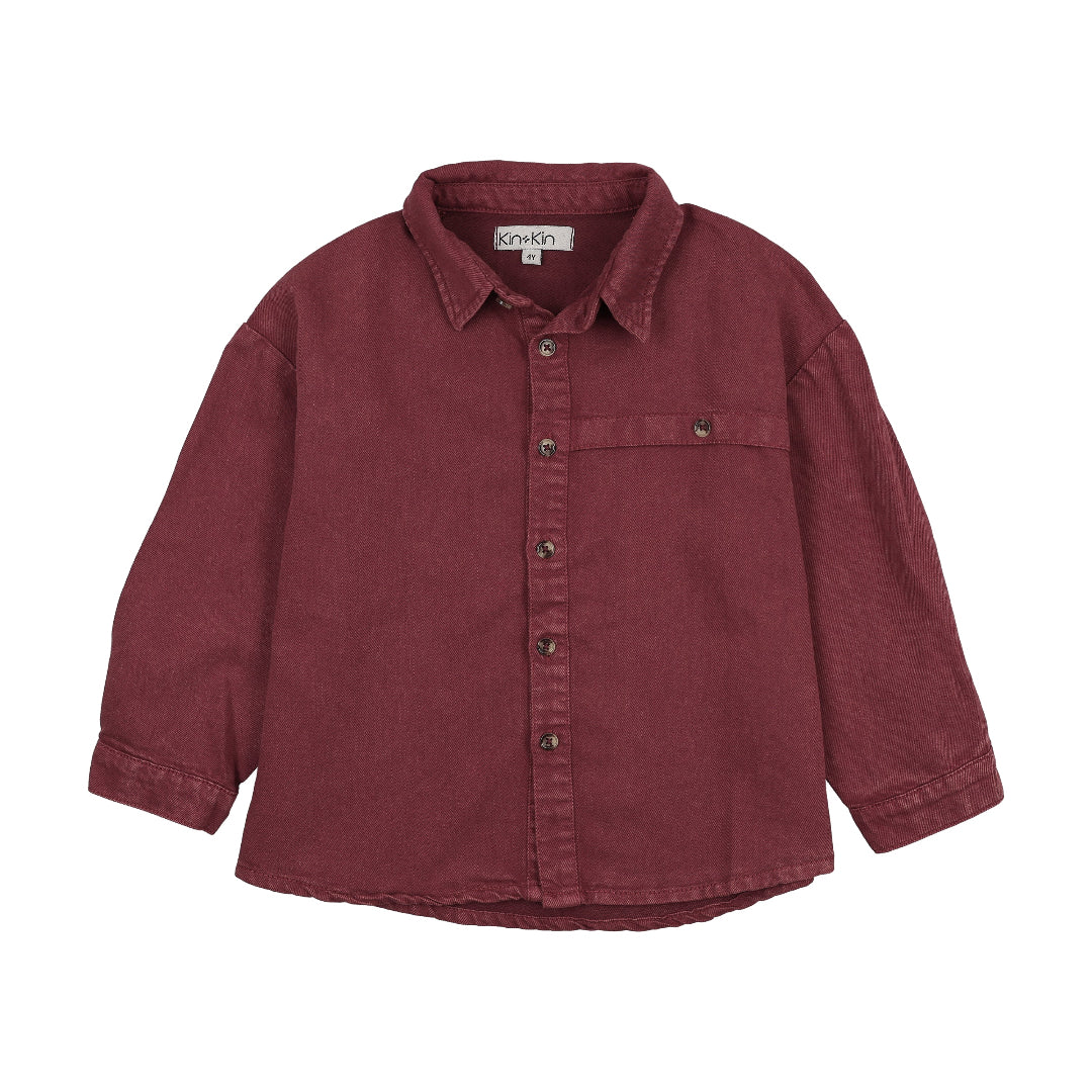 Washed Burgundy Boys Shirt