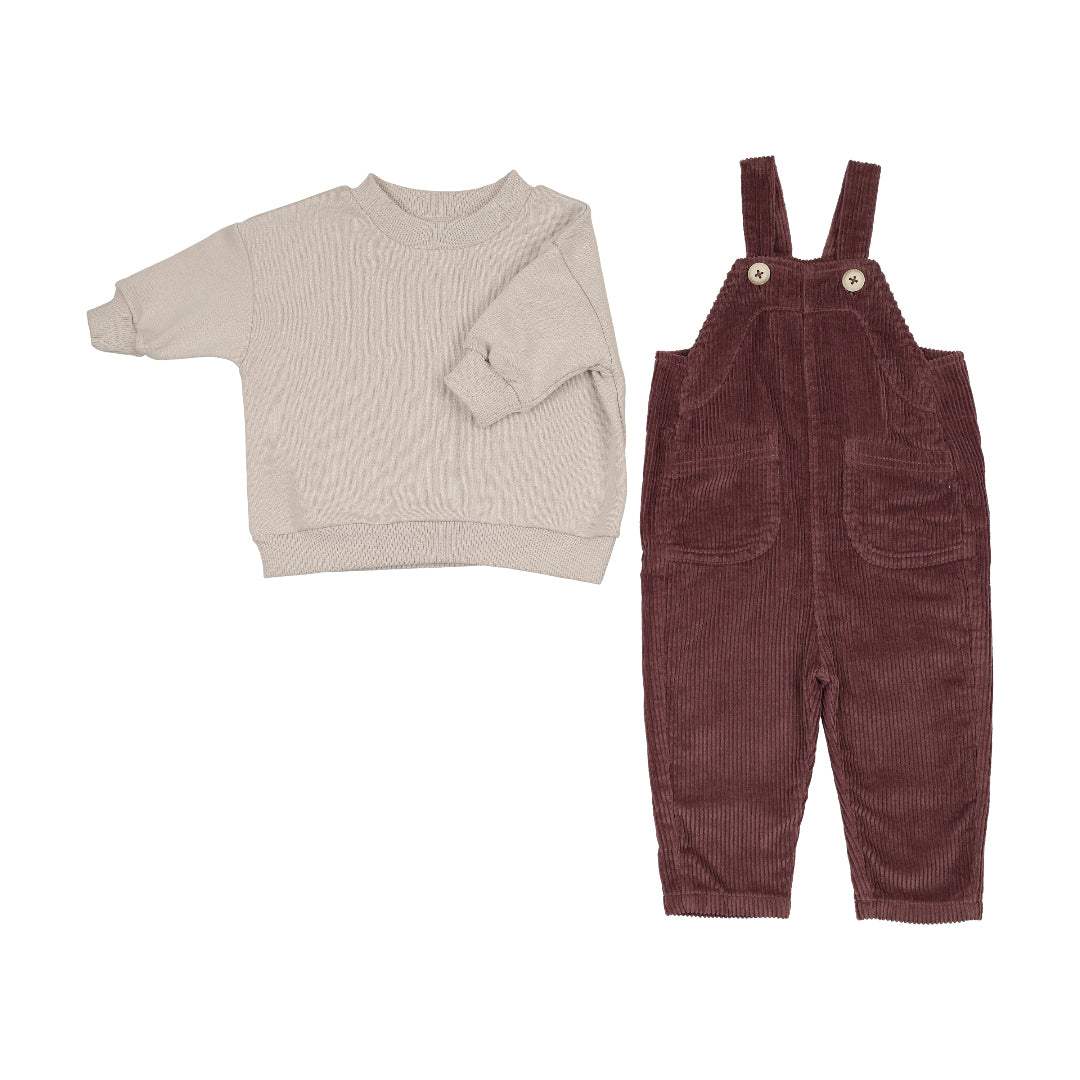 Mauve Corduroy Overall Set