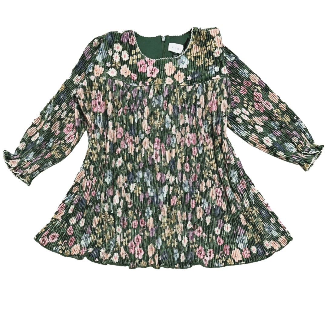 Green Krinkle Velvet Dress