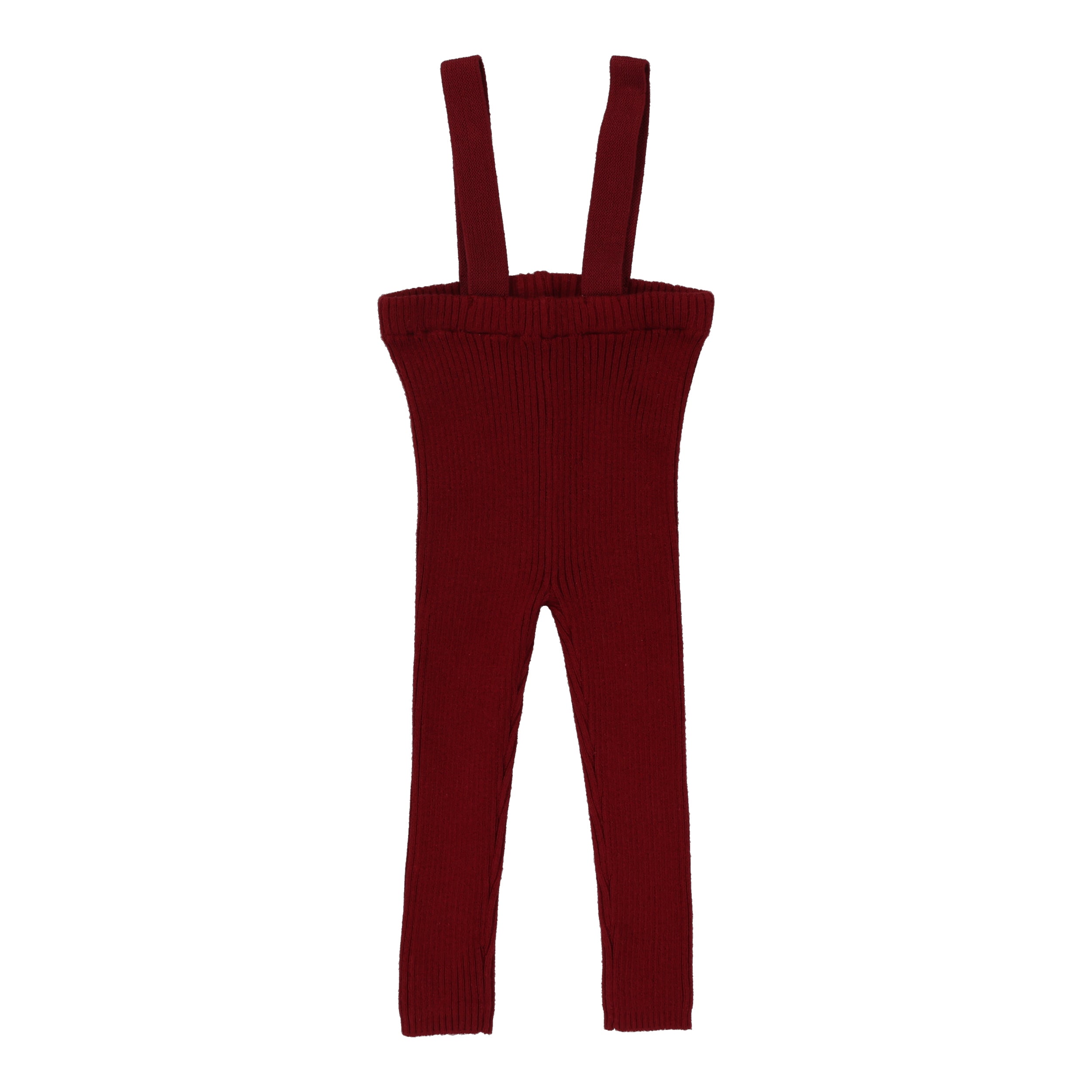 Deep Red Knit Suspender Leggings