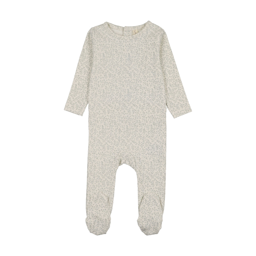 Cream/Blue Leaf Trail Footie