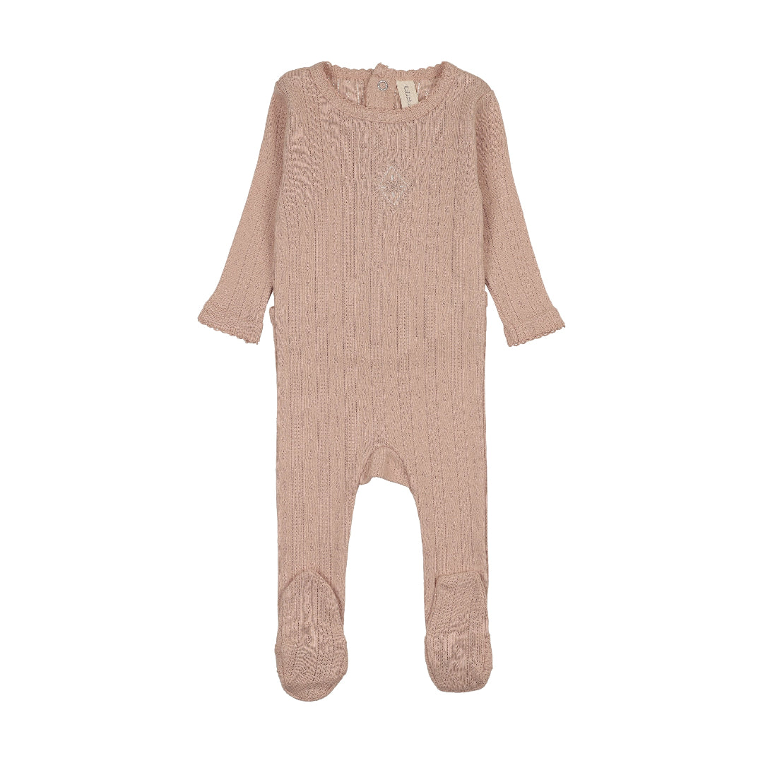 Lilette Dusty Pink Geo Floral Embroidered Footie