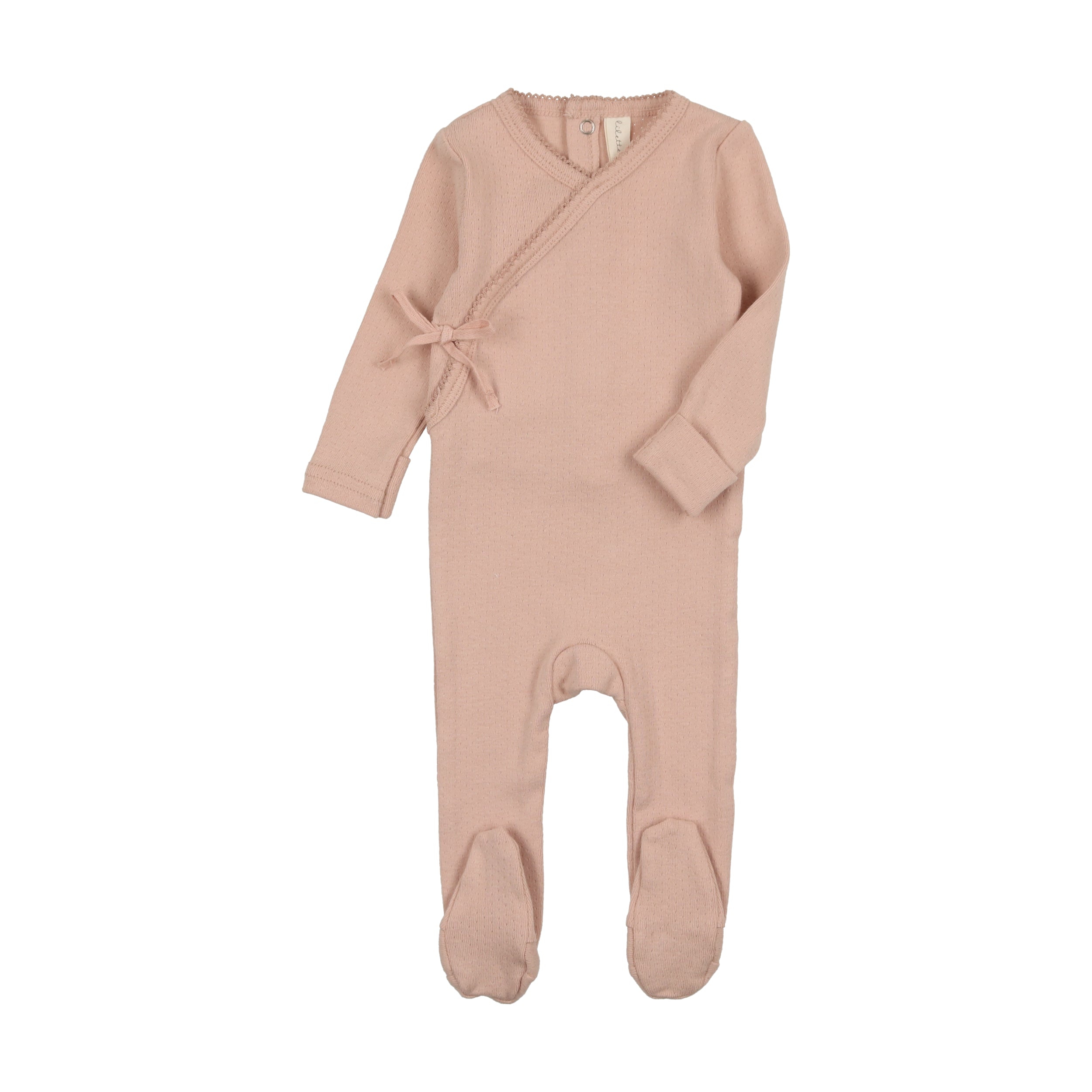 Shell Pink Pinpoint Wrapover Footie