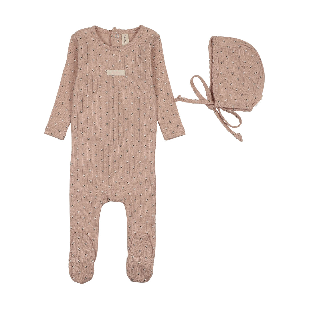 Lilette Dusty Pink Florette Footie Set