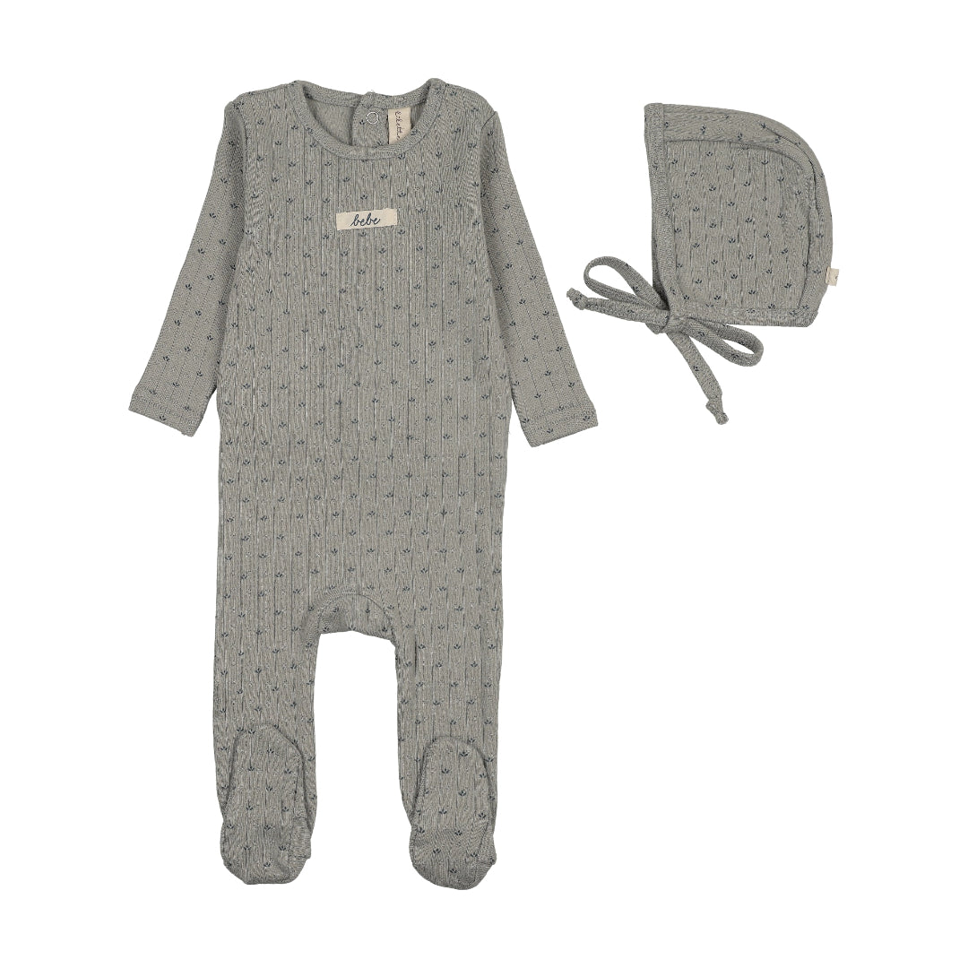 Lilette Light Blue Florette Footie Set