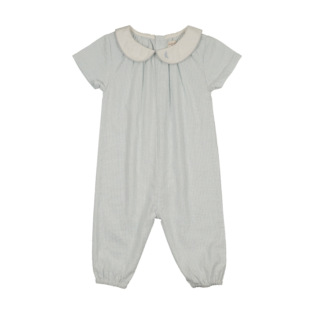 Clear Blue Tiny Stripe Long Romper