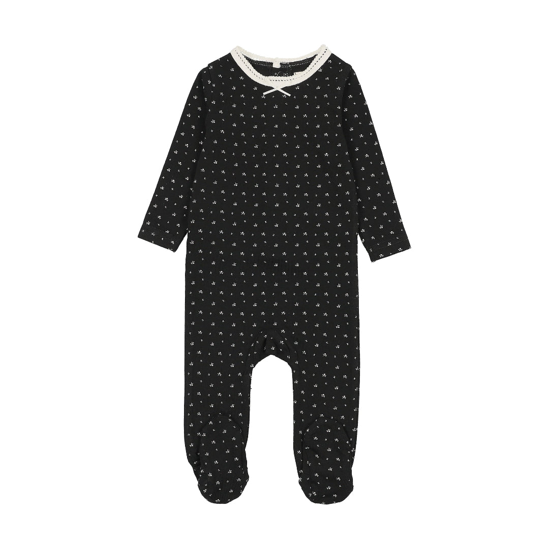 Black Print Tiny Twig Footie