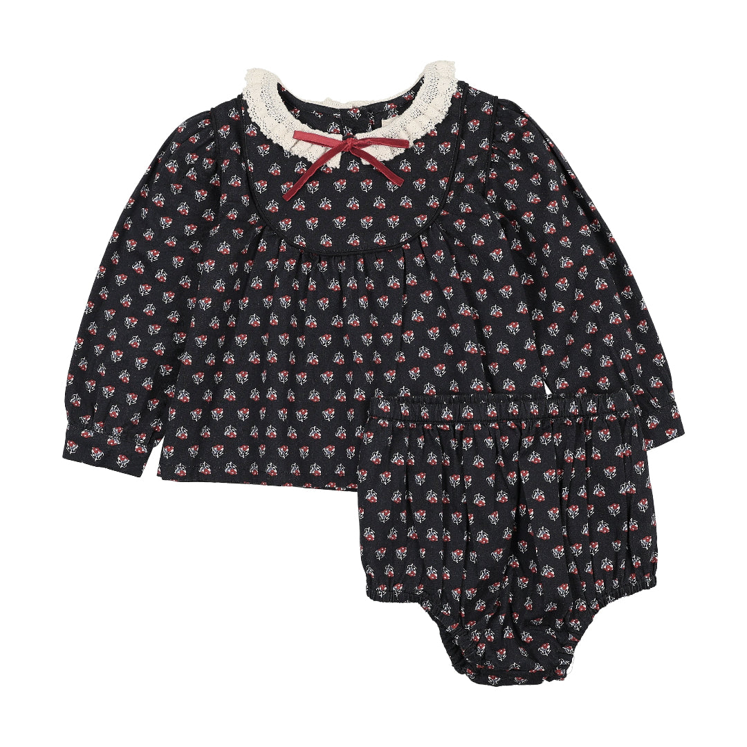 Navy Print Home Garden Toddler Girls Set
