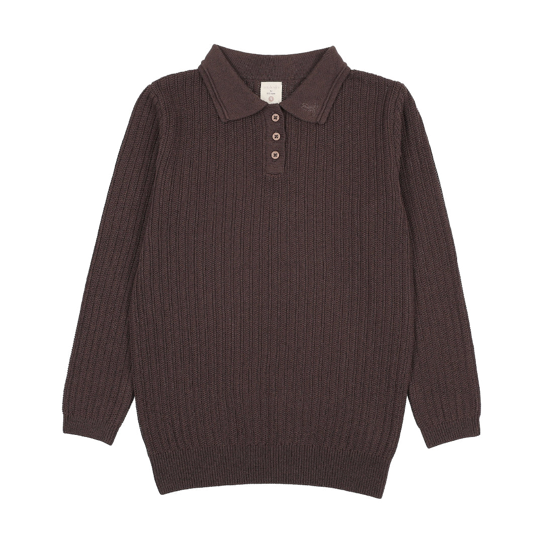 Chocolate Brown Boys Knit Polo