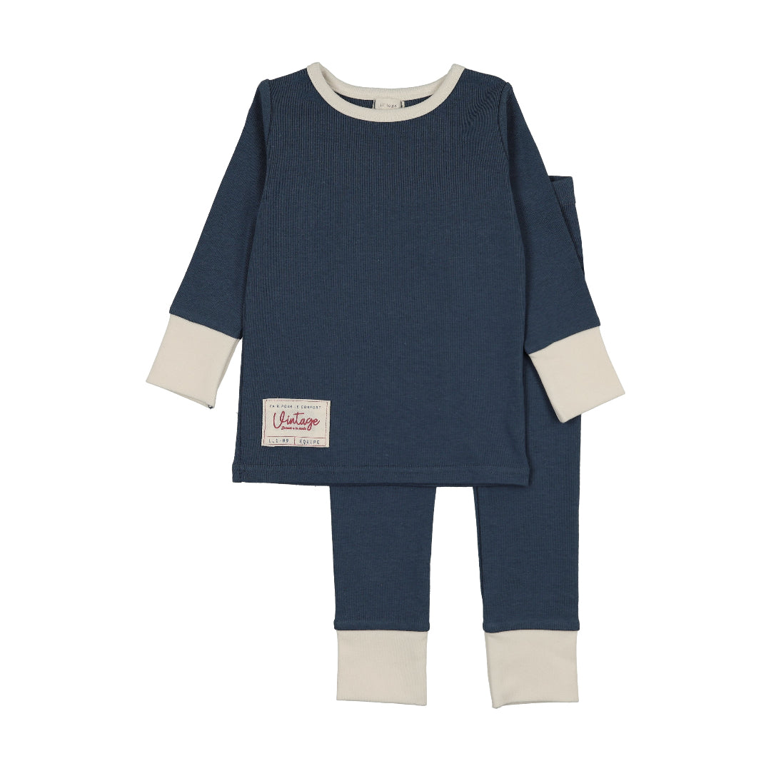 Vintage Blue Color Block Lounge Set