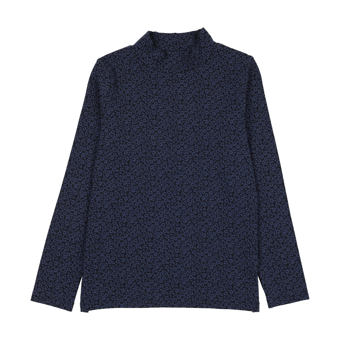 Navy Printed Mockneck