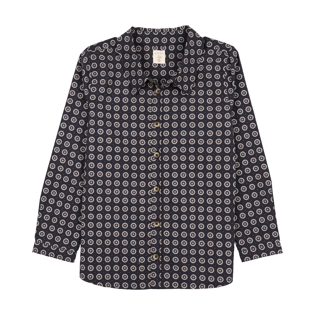 Navy Print Home Garden Boys Shirt