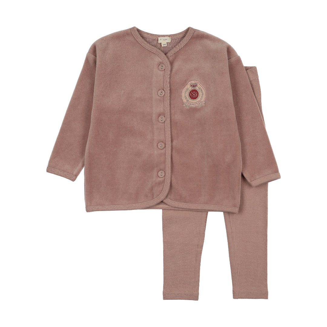 Dried Rose Velour Crest Lounge Set