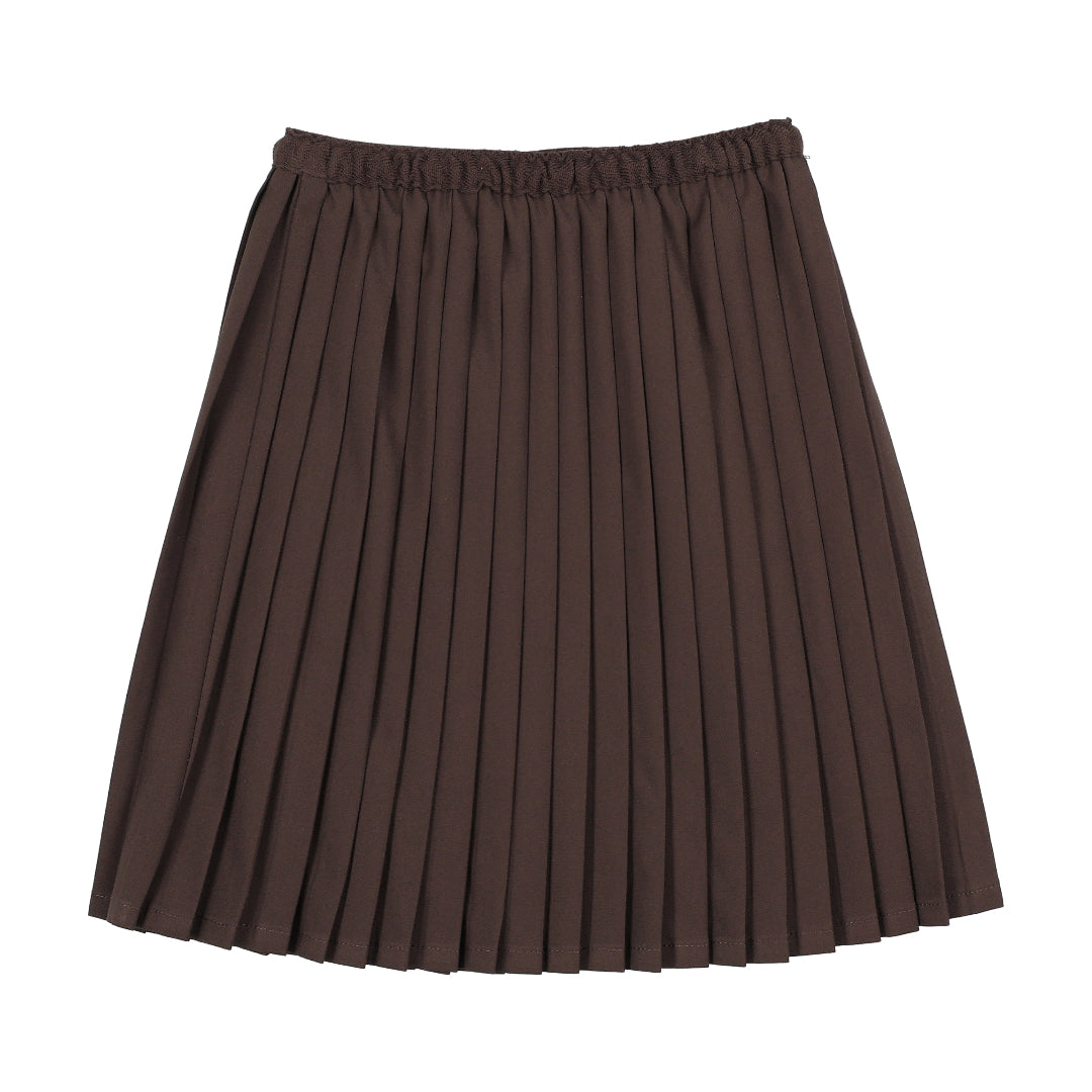 Chocolate Brown Knife Pleated Skirt