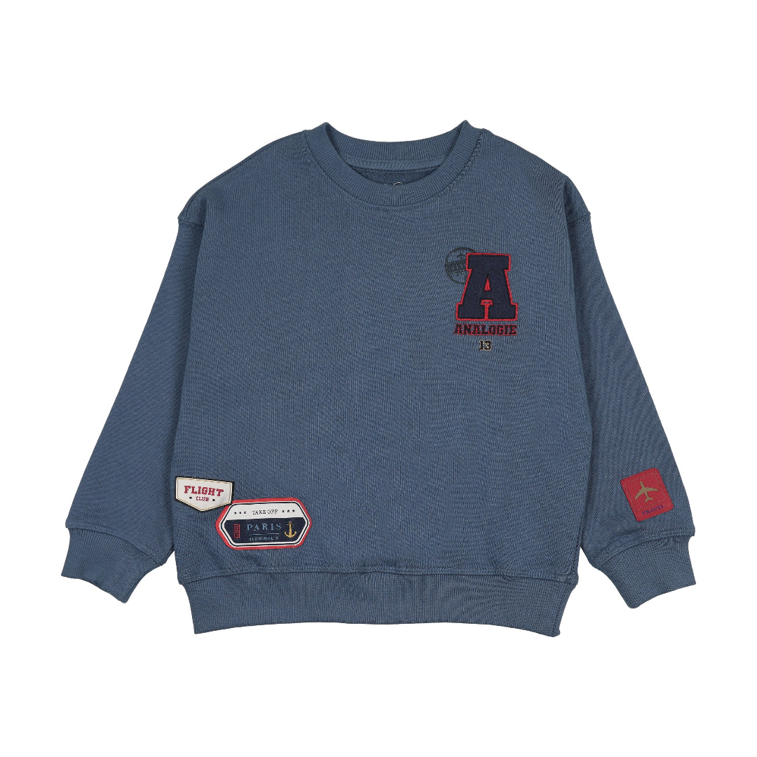 Vintage Blue Patch Boy Sweatshirt