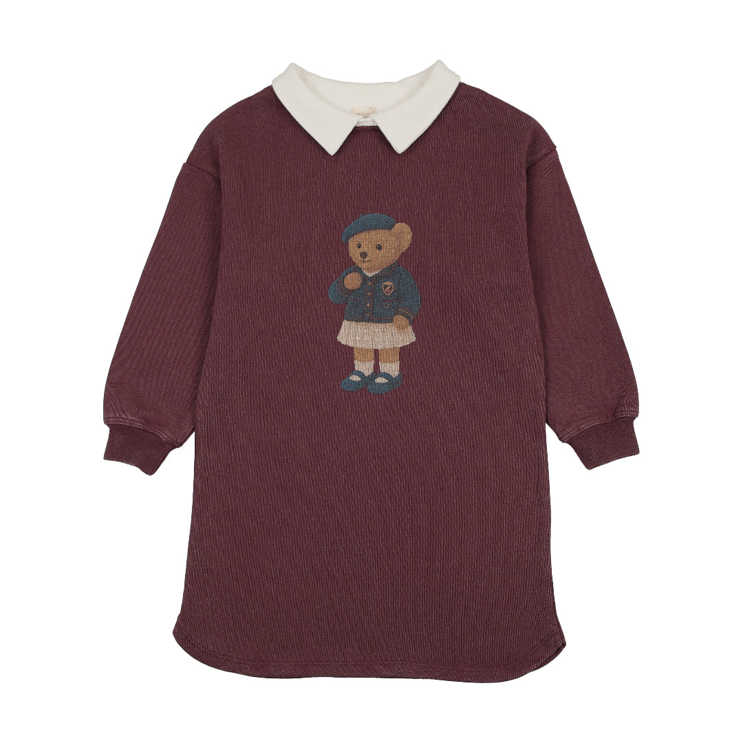 Washed Burgundy Doll Sweatshirt Dress