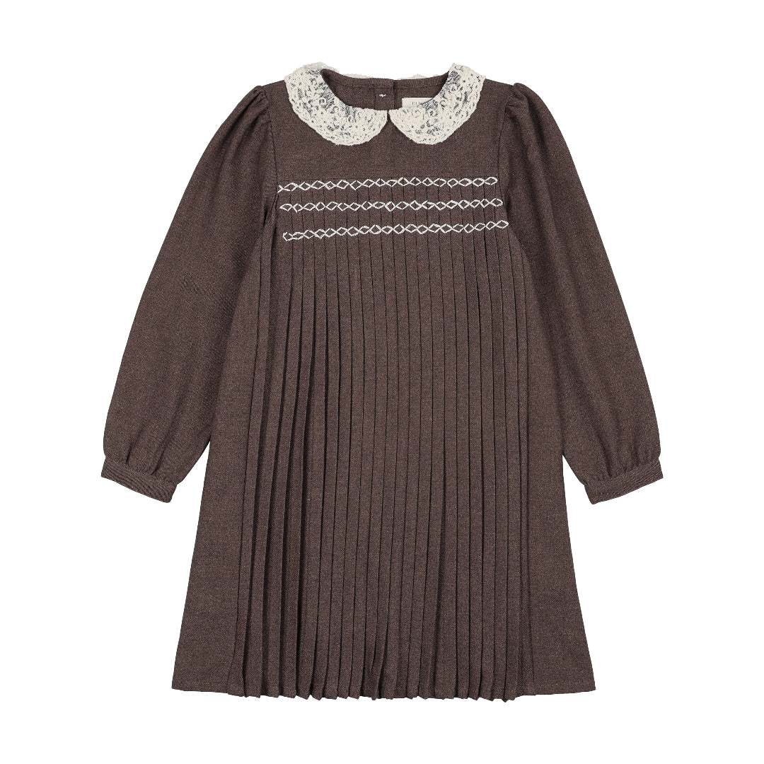 Misty Oat Heather Pleated Dress