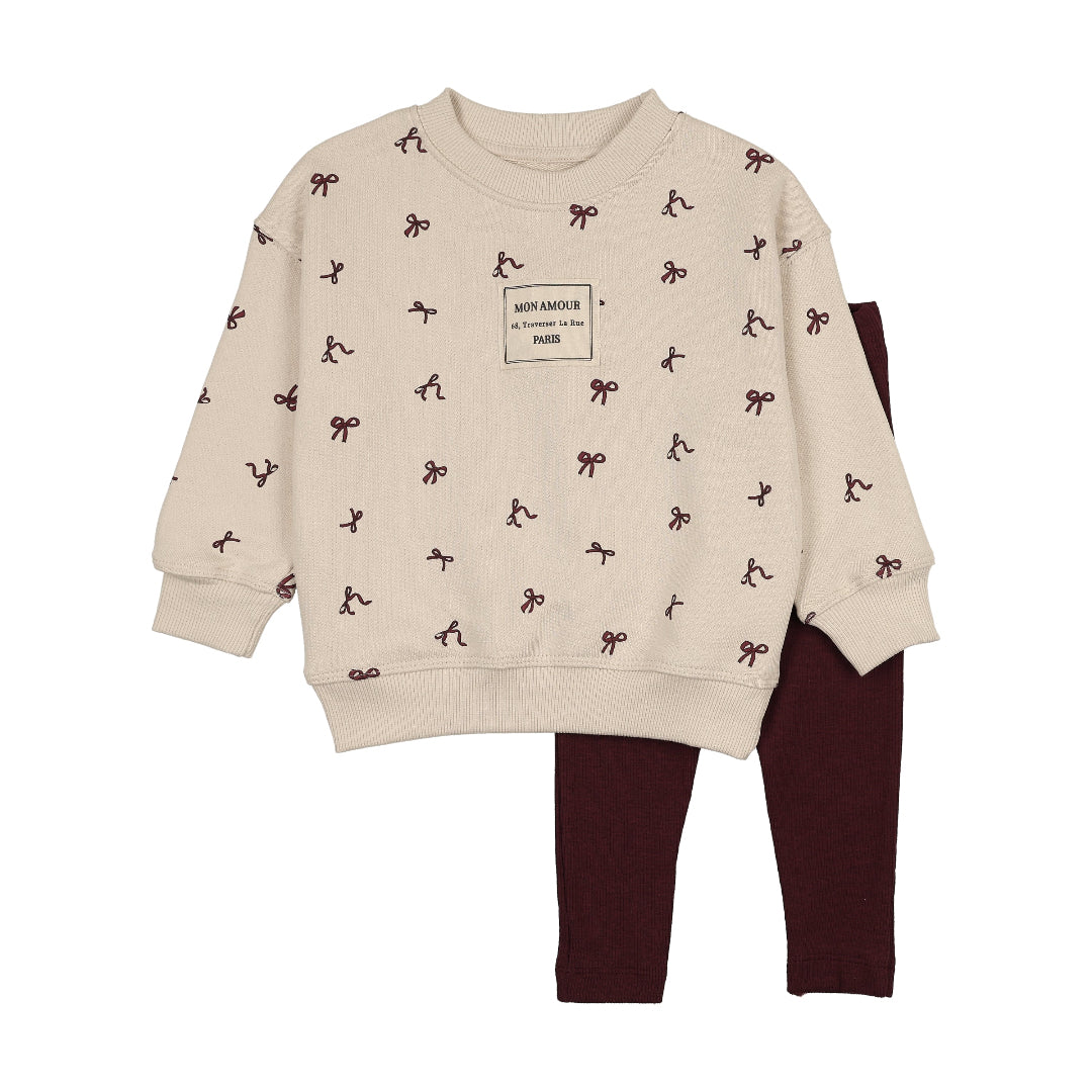 Bow Print Sweatshirt Set