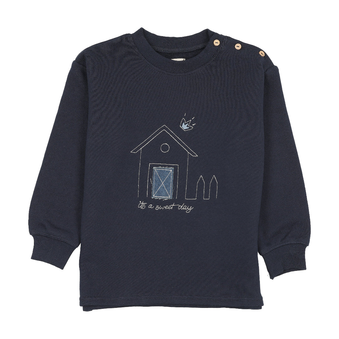 Navy Sweet Campaign Boys Embroidered Sweatshirt