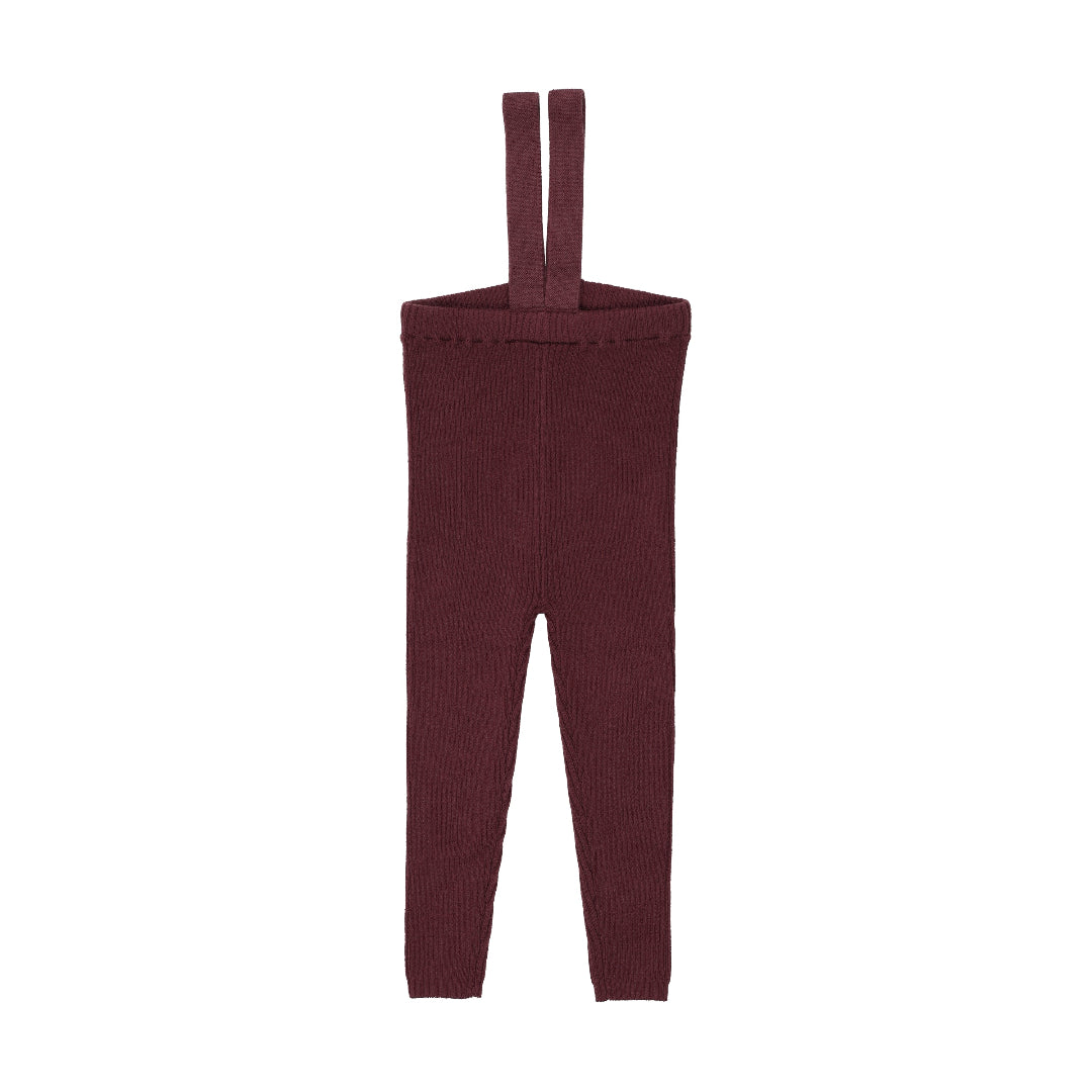 Burgundy Knit Suspender Leggings