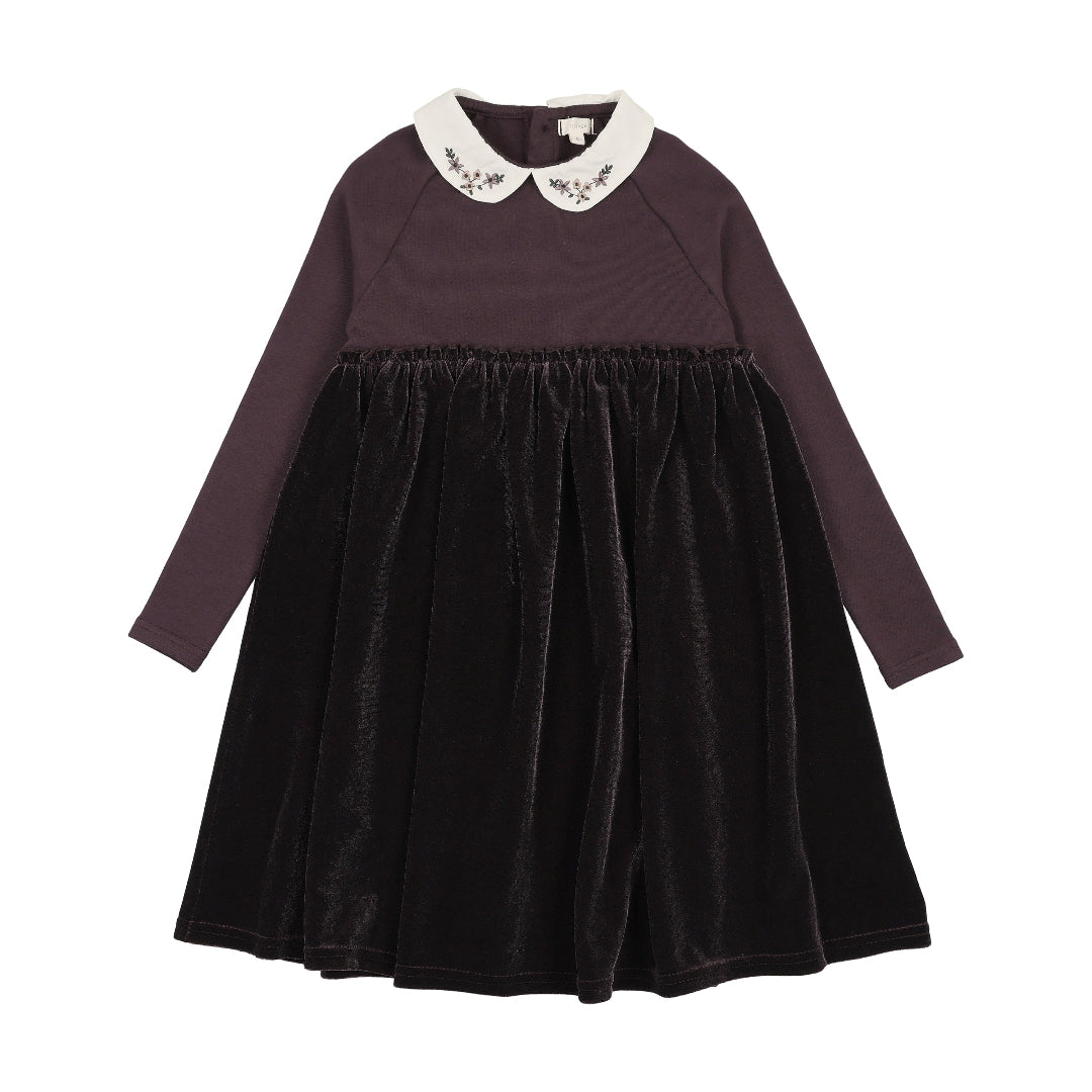 Eggplant Embroidered Collar Robe- Short Length
