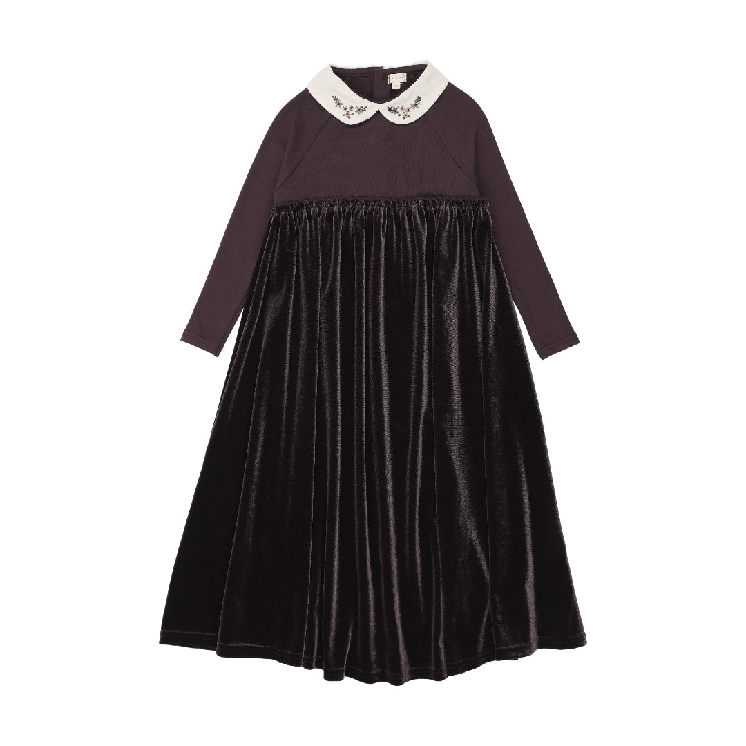 Eggplant Embroidered Collar Maxi