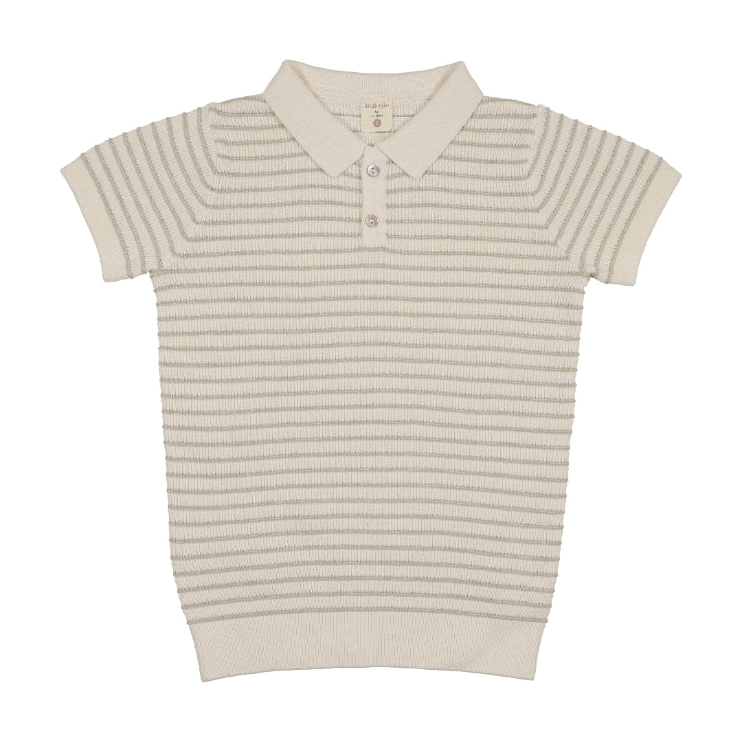 Shrub Green Textured Stripe Knit Polo