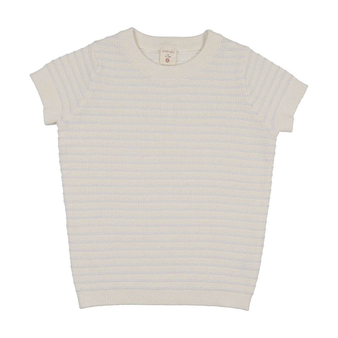 Clear Blue Textured Stripe Knit Crewneck