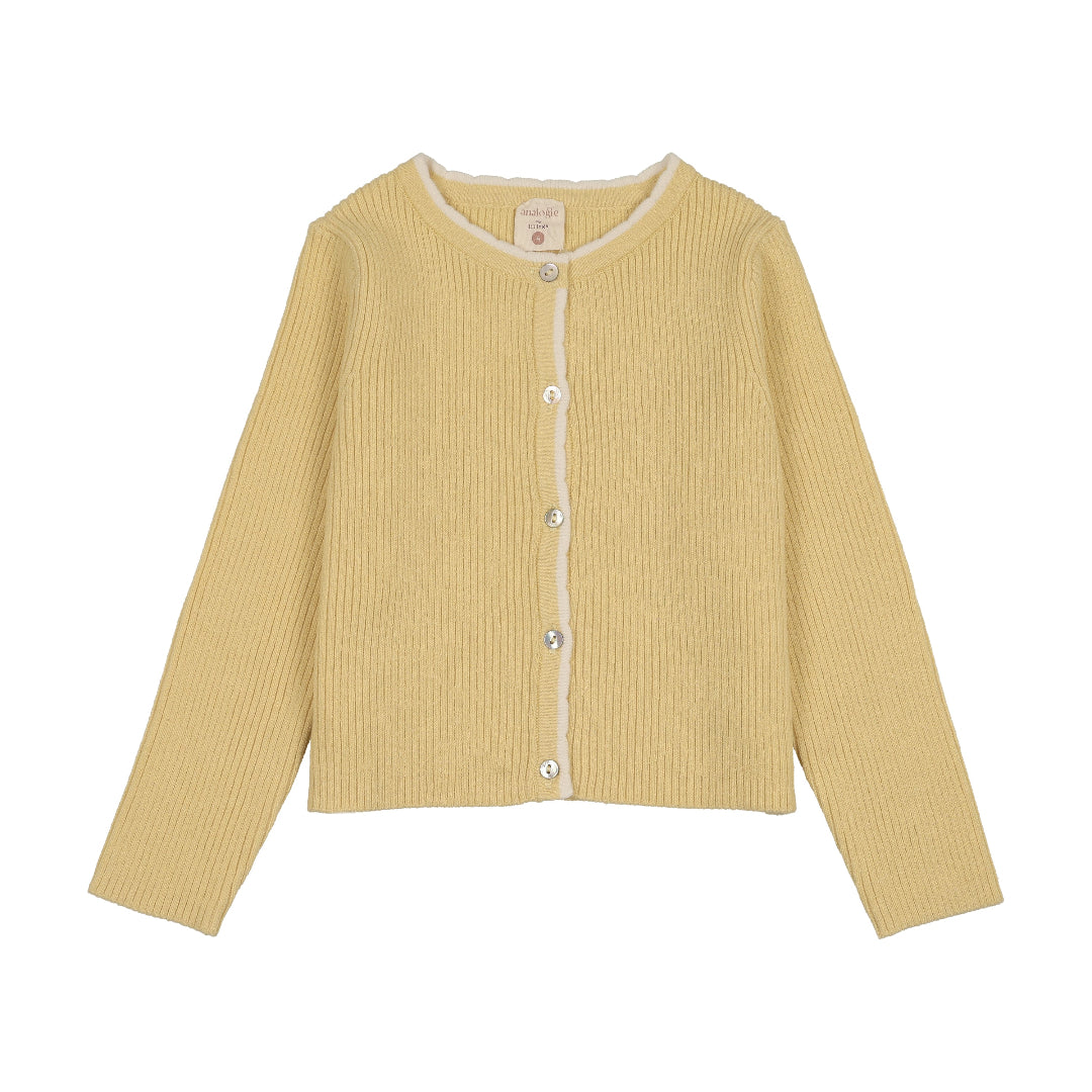Yellow Scallop Ribbed Cardigan