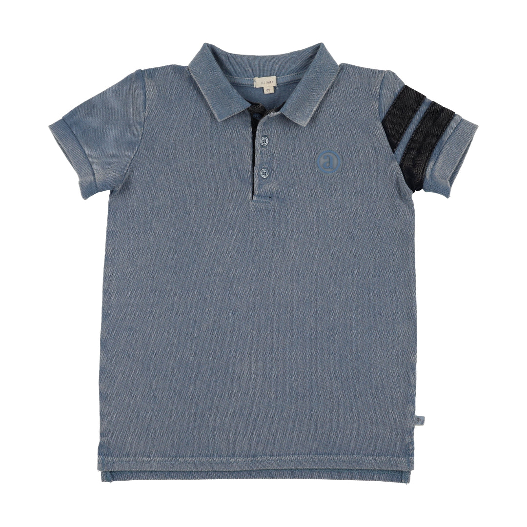 Smokey Blue Stripe Detail S/S Polo