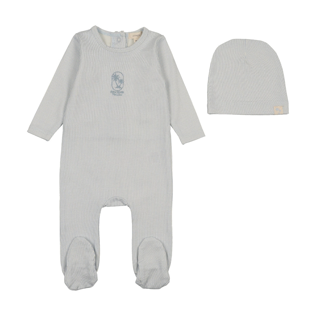 Blue Sailor Stripe Footie Set