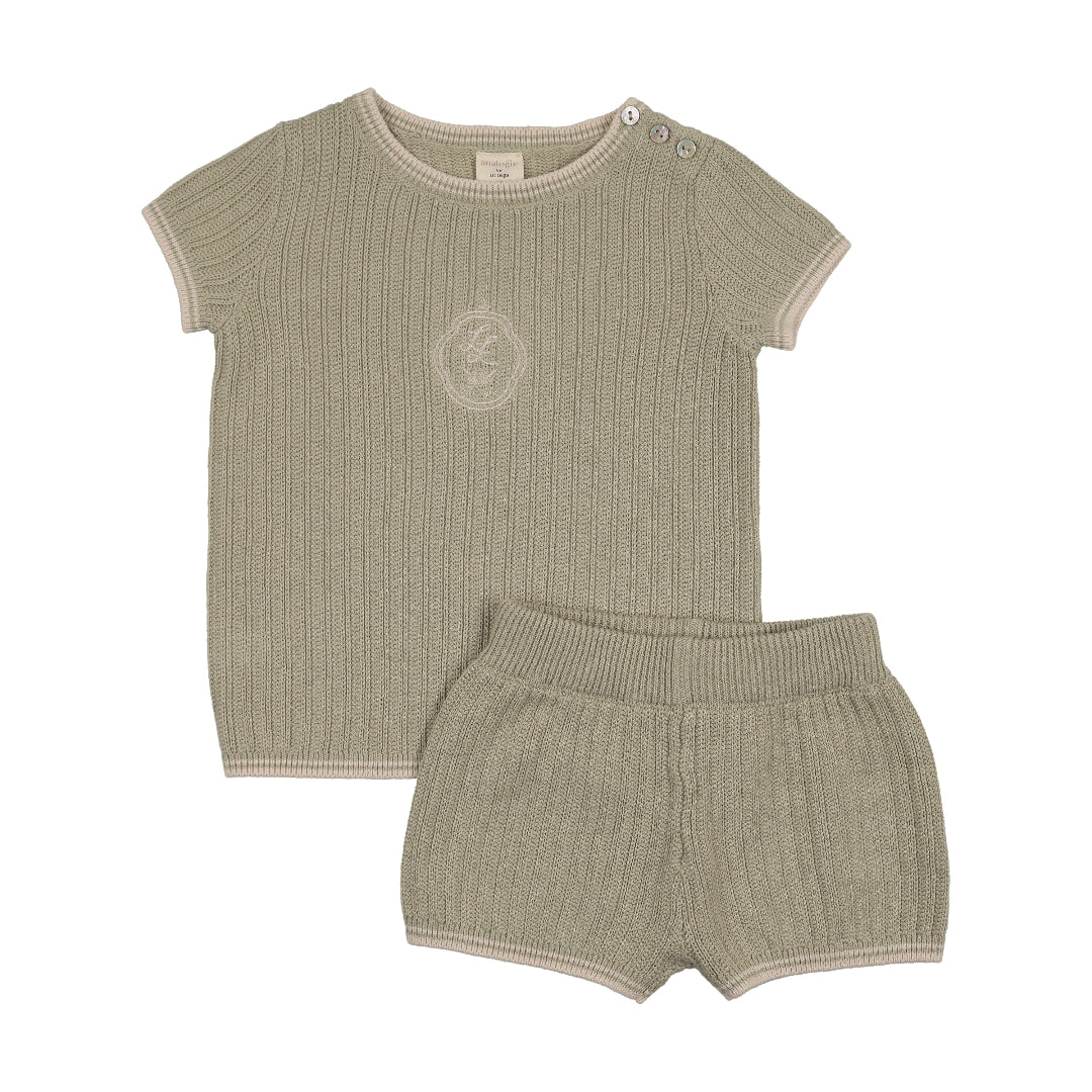 Shrub Green Boys Knit Emblem Set