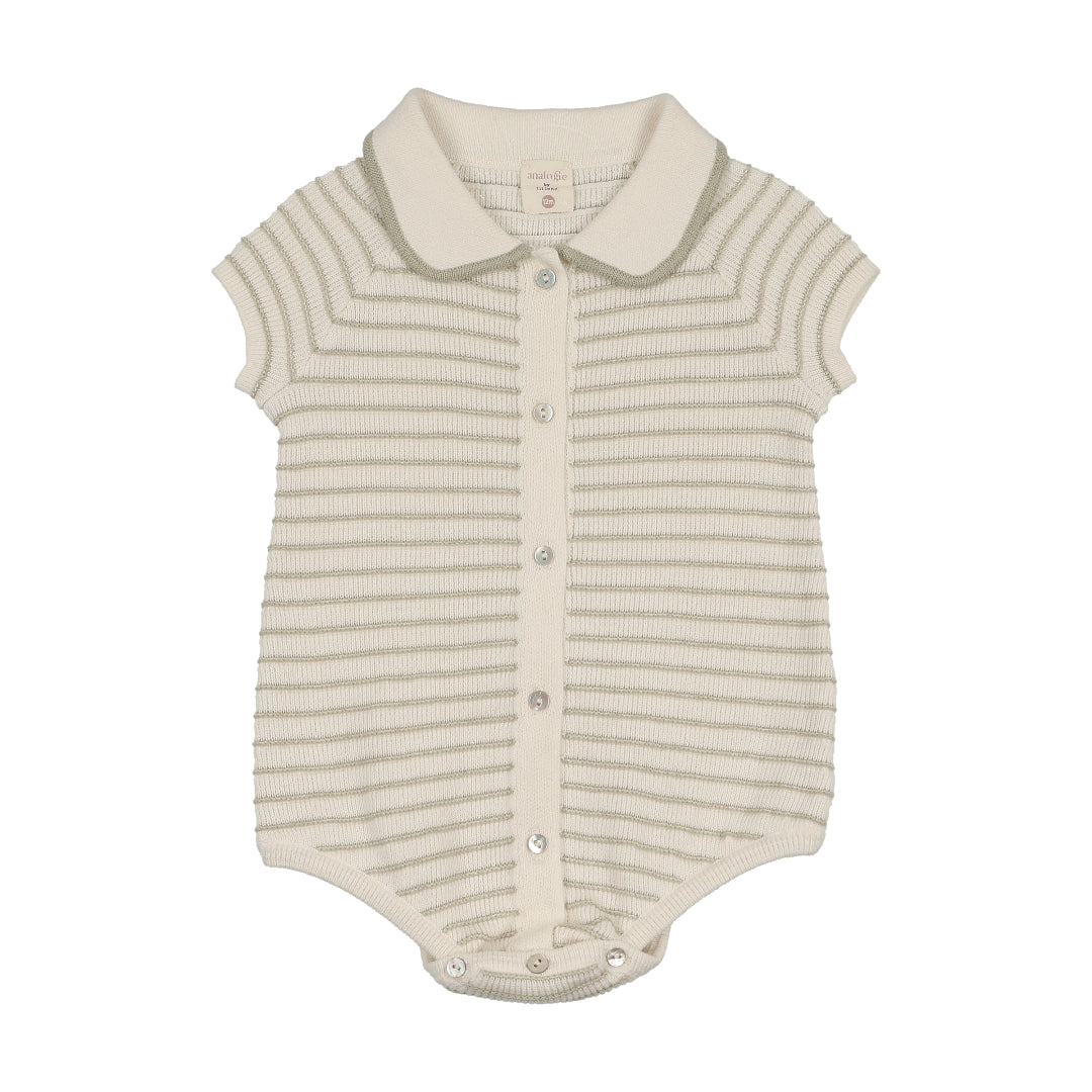 Shrub Green Textured Knit Romper