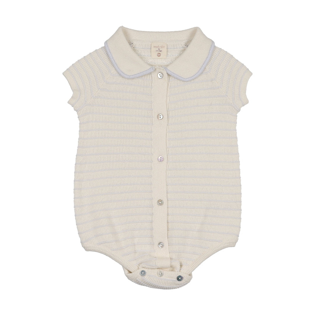 Clear Blue Textured Knit Romper