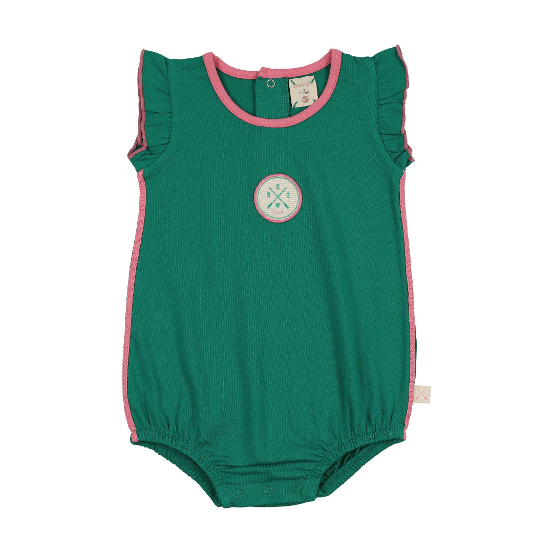 Electric Green Boating Crew Girls Romper