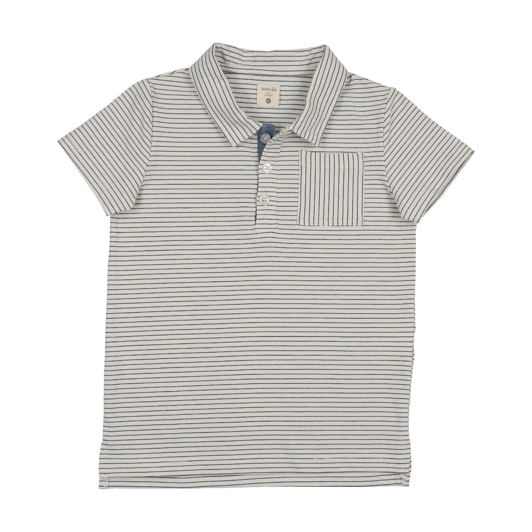 Blue Stripe Denim City Polo